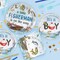 96 Pcs Fishing Baby Shower Party Decorations, Serves 24 (Blue)